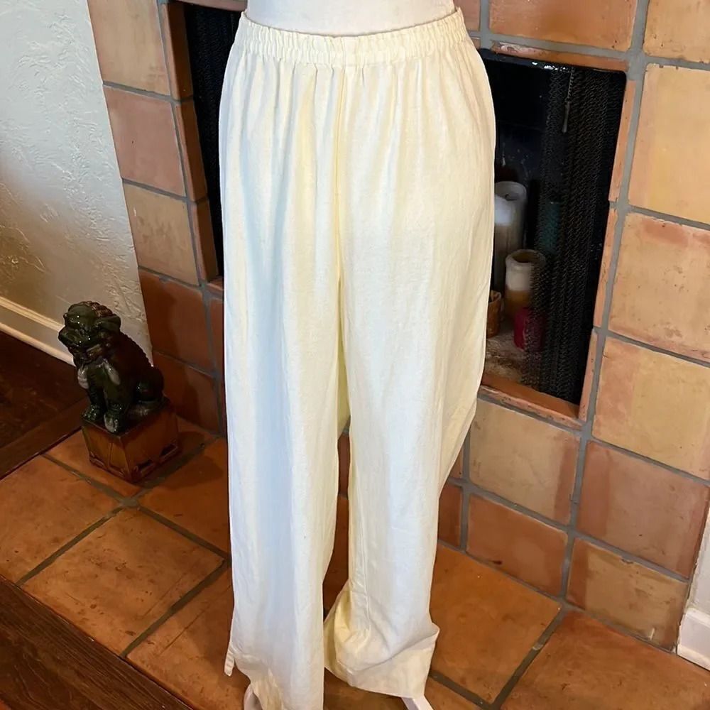 Soft Surroundings textured, cotton wide, leg pants, L!